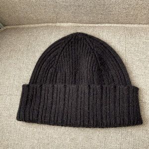 Drake’s Black Angora Lambswool Knit Beanie